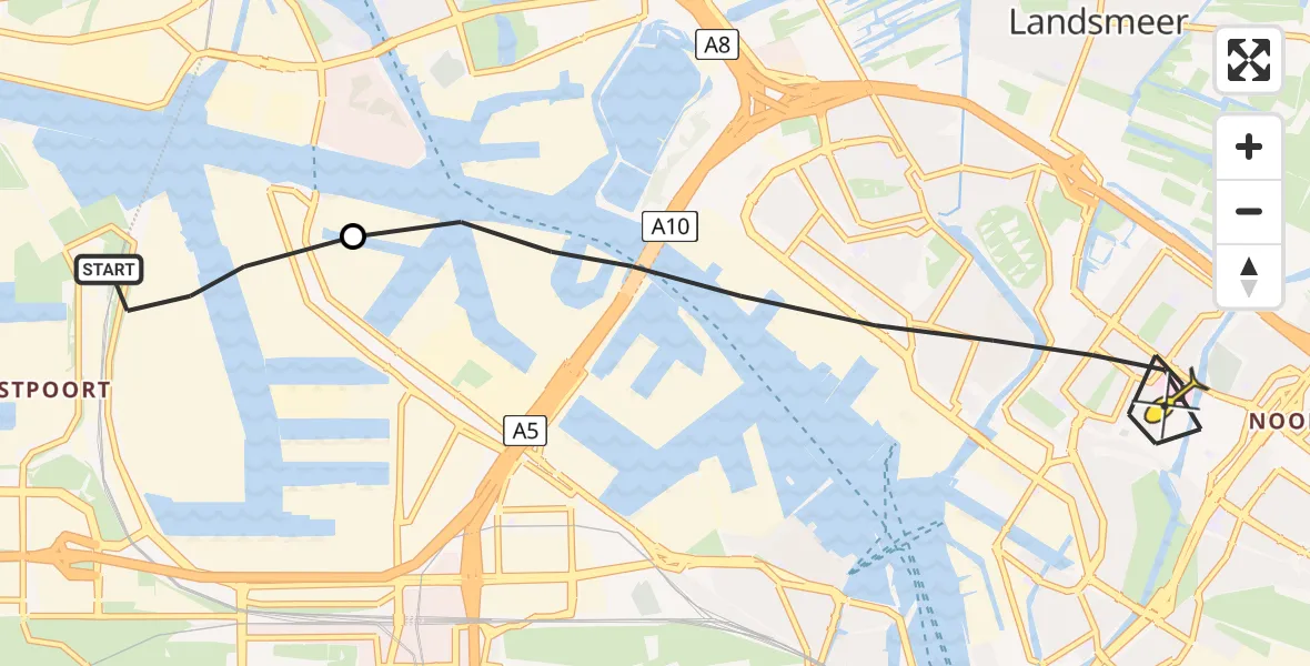 Routekaart van de vlucht: Lifeliner 1 naar Amsterdam