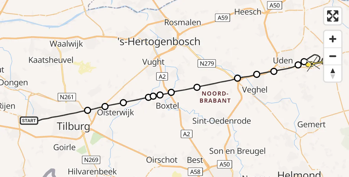 Routekaart van de vlucht: Lifeliner 3 naar Vliegbasis Volkel