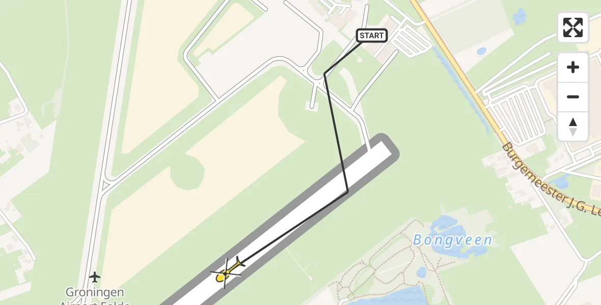 Routekaart van de vlucht: Traumahelikopter naar Groningen Airport Eelde