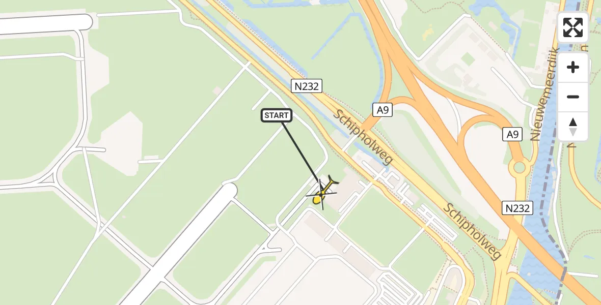 Vluchtroute Politiehelikopter van Schiphol naar Schiphol
