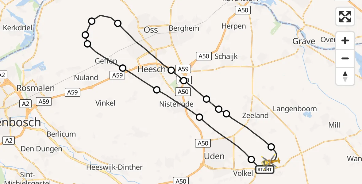Vluchtroute Traumahelikopter Vliegbasis Volkel - Vliegbasis Volkel, 02 november 2022, 20:29