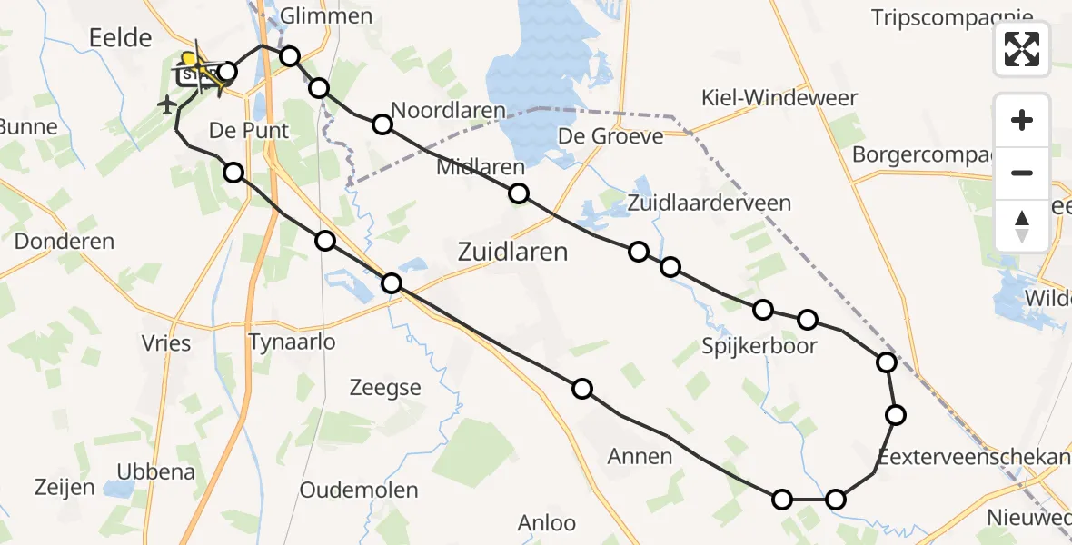 Routekaart van de vlucht: Lifeliner 4 naar Groningen Airport Eelde