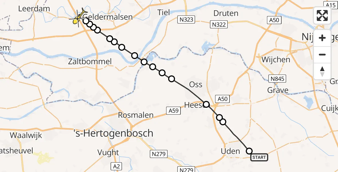 Routekaart van de vlucht: Lifeliner 3 naar Enspijk