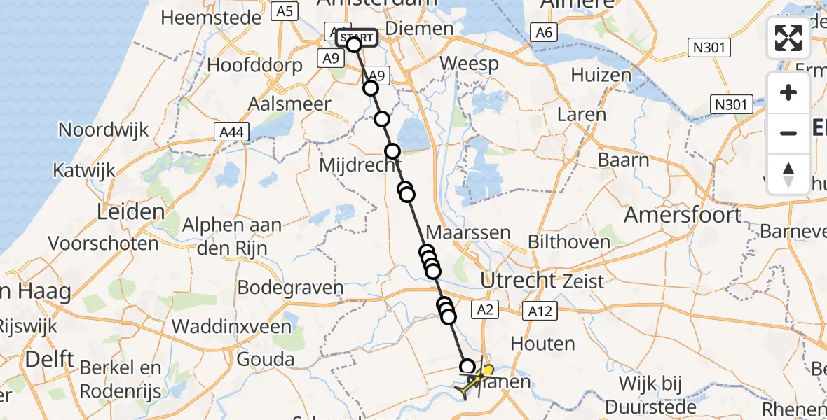 Routekaart van de vlucht: Lifeliner 1 naar Lopikerkapel