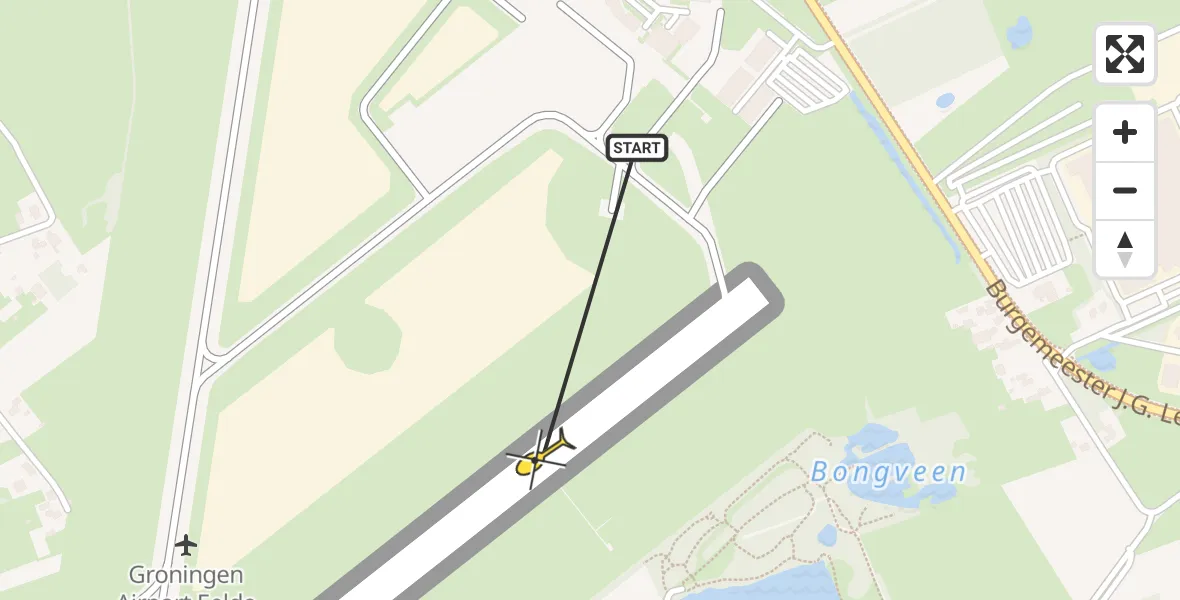 Routekaart van de vlucht: Traumahelikopter naar Groningen Airport Eelde
