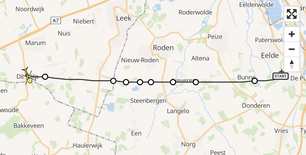 Routekaart van de vlucht: Lifeliner 4 naar De Wilp