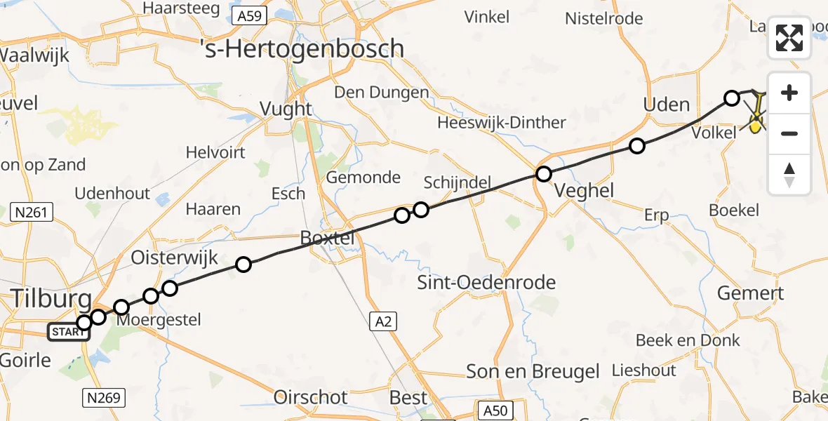 Routekaart van de vlucht: Lifeliner 3 naar Vliegbasis Volkel