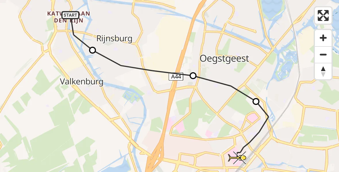 Routekaart van de vlucht: Lifeliner 2 naar Leiden