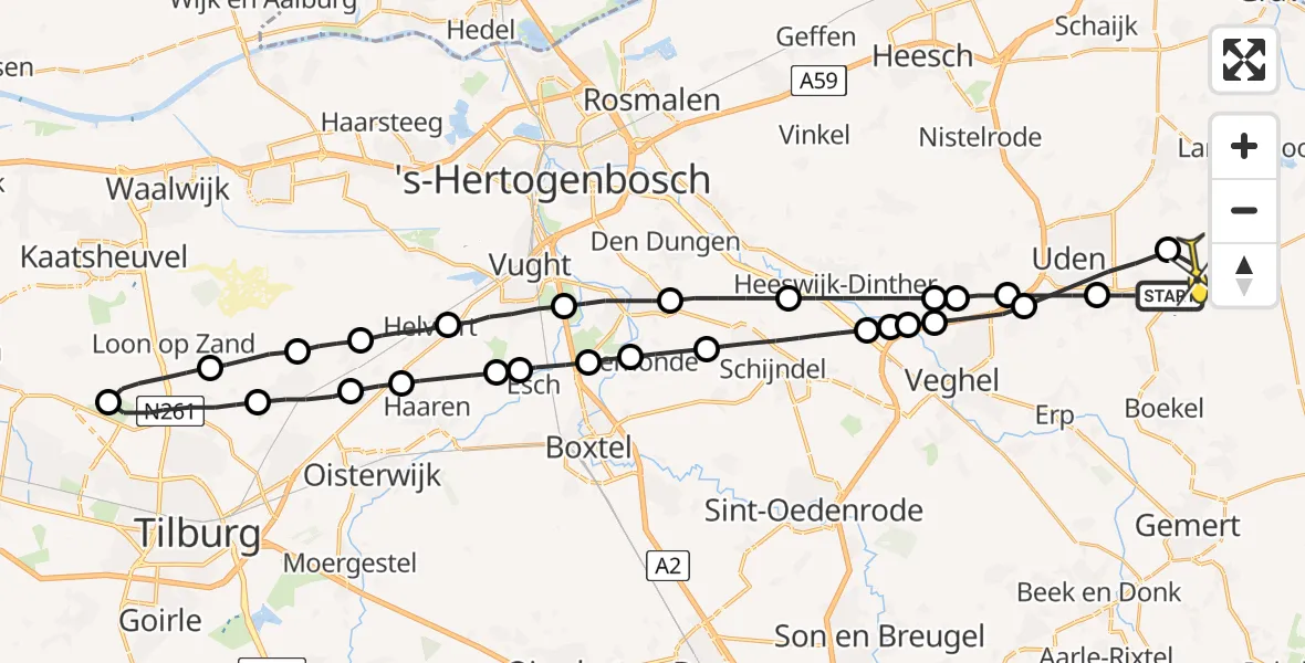 Routekaart van de vlucht: Lifeliner 3 naar Vliegbasis Volkel