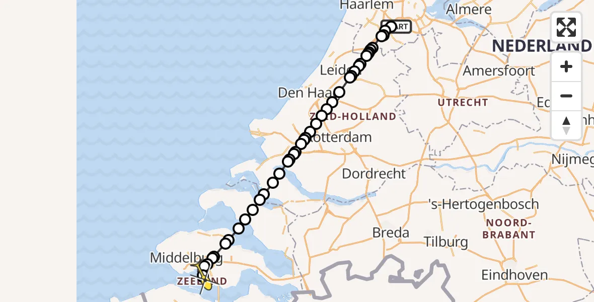 Routekaart van de vlucht: Politieheli naar Nieuwdorp