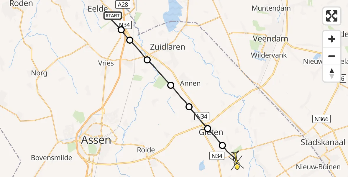 Routekaart van de vlucht: Lifeliner 4 naar Gasselte