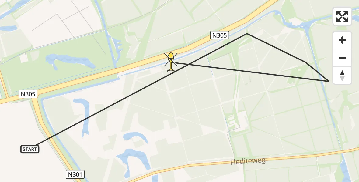 Routekaart van de vlucht: Politiehelikopter naar Zeewolde