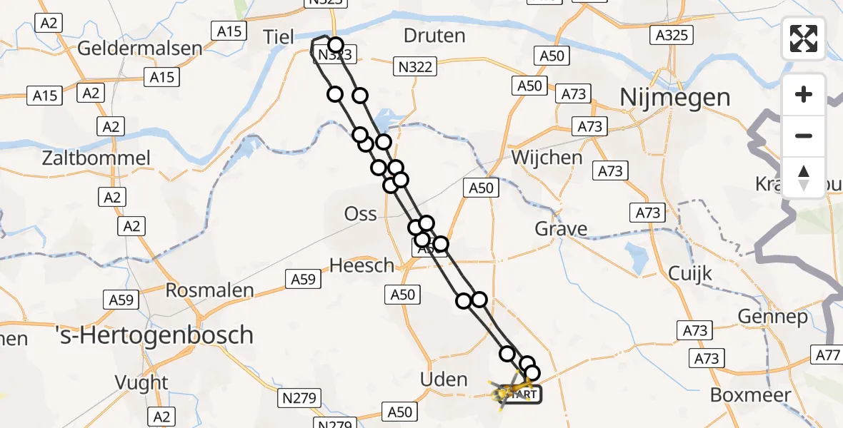 Vluchtroute Traumahelikopter Vliegbasis Volkel - Vliegbasis Volkel, 04 november 2022, 05:05