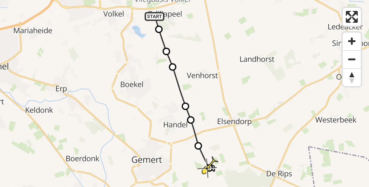 Routekaart van de vlucht: Lifeliner 3 naar De Mortel