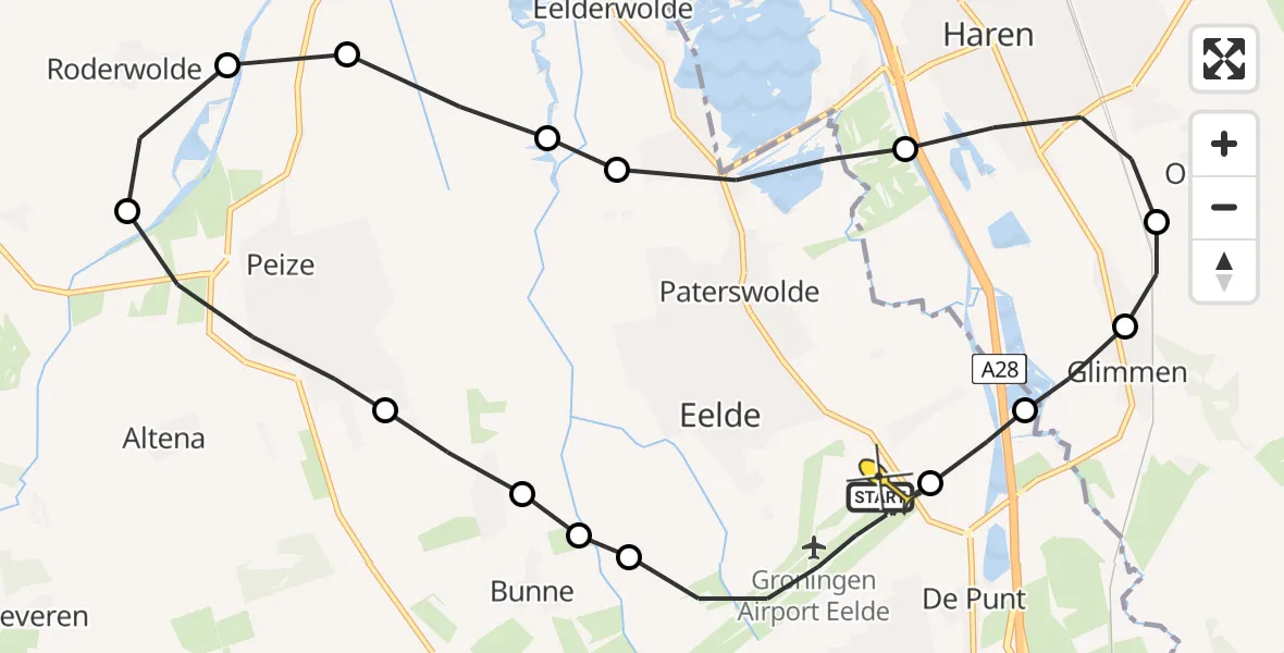 Routekaart van de vlucht: Lifeliner 4 naar Groningen Airport Eelde