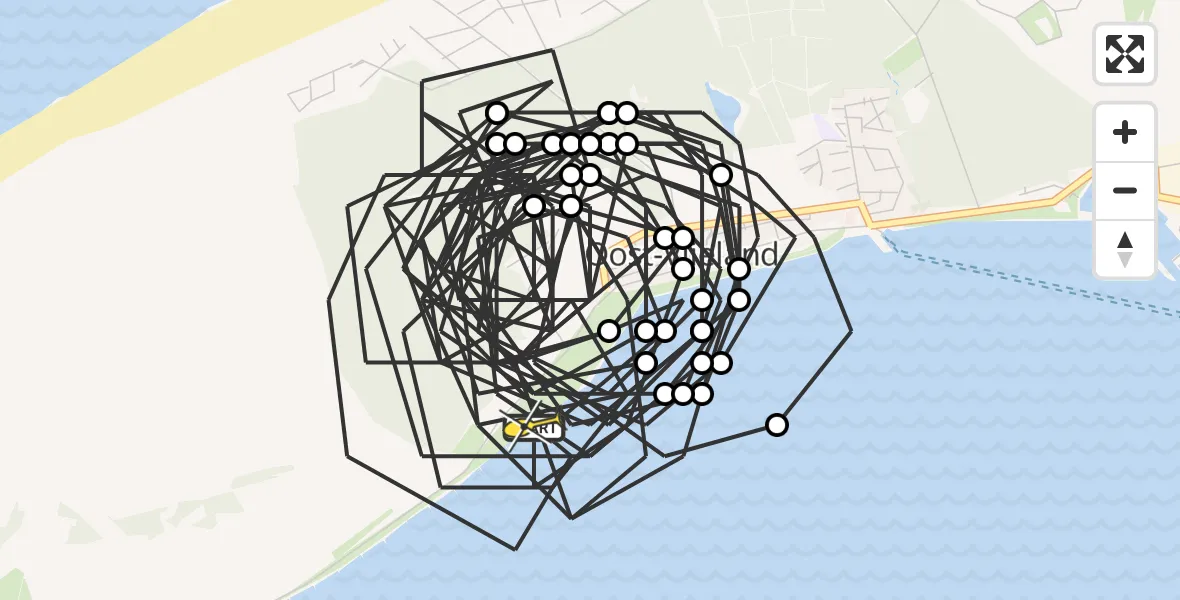 Routekaart van de vlucht: Politiehelikopter naar Vlieland