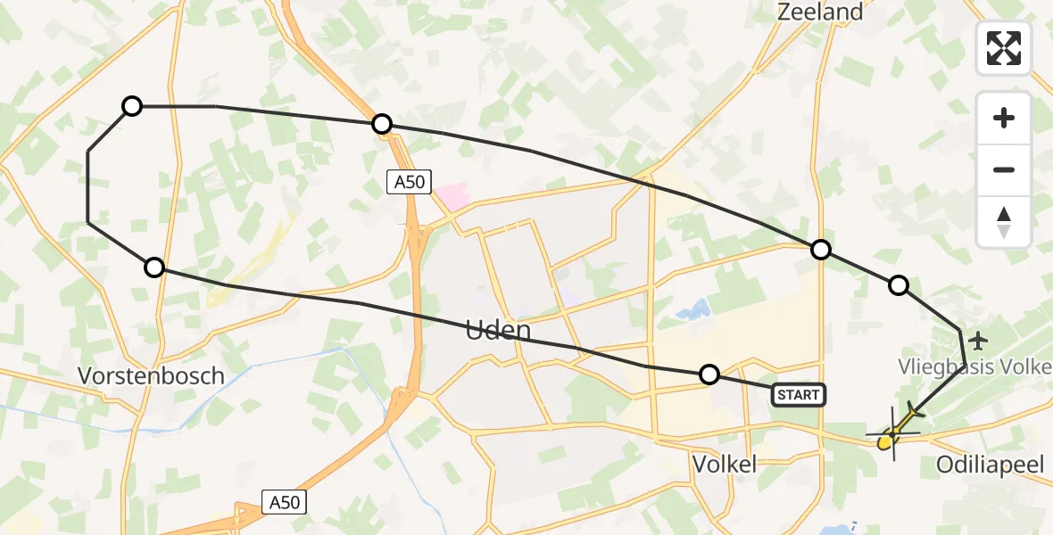 Routekaart van de vlucht: Lifeliner 3 naar Vliegbasis Volkel