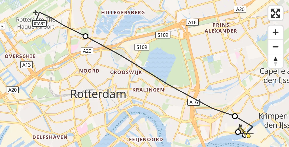 Routekaart van de vlucht: Lifeliner 2 naar Capelle aan den IJssel