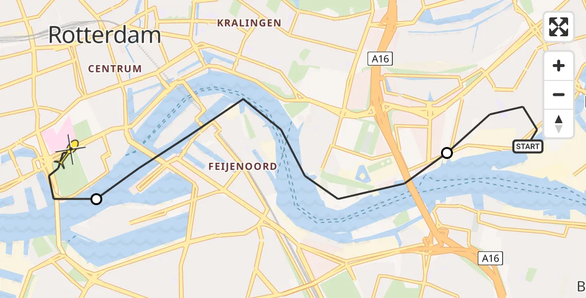 Routekaart van de vlucht: Lifeliner 2 naar Erasmus MC