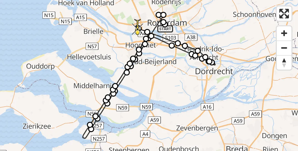 Routekaart van de vlucht: Lifeliner 2 naar Vlaardingen