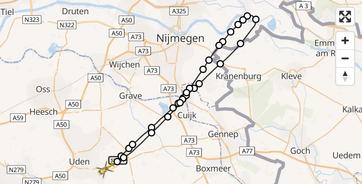 Vluchtroute Traumahelikopter Vliegbasis Volkel - Vliegbasis Volkel, 04 november 2022, 14:33