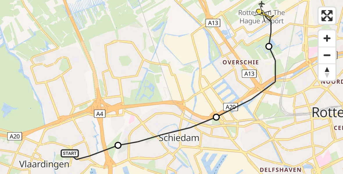 Routekaart van de vlucht: Lifeliner 2 naar Rotterdam The Hague Airport