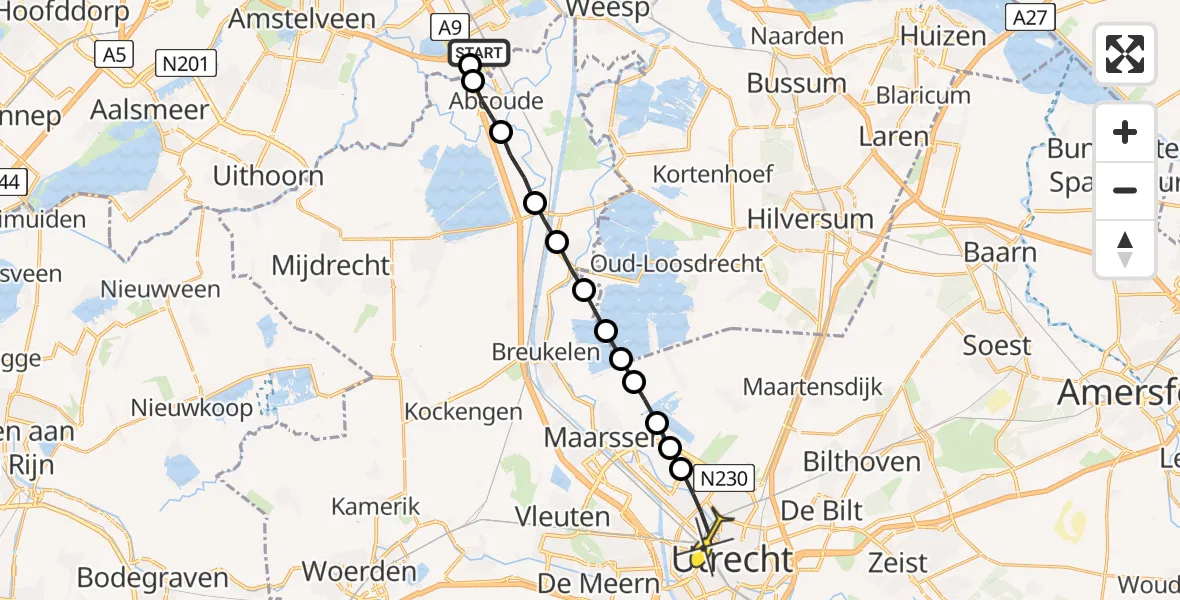 Routekaart van de vlucht: Lifeliner 1 naar Utrecht