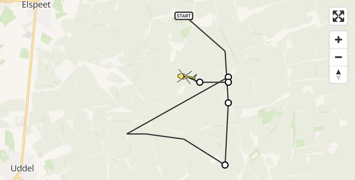 Routekaart van de vlucht: Politiehelikopter naar Elspeet
