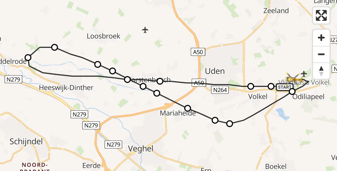 Vluchtroute Traumahelikopter Vliegbasis Volkel - Vliegbasis Volkel, 04 november 2022, 19:48