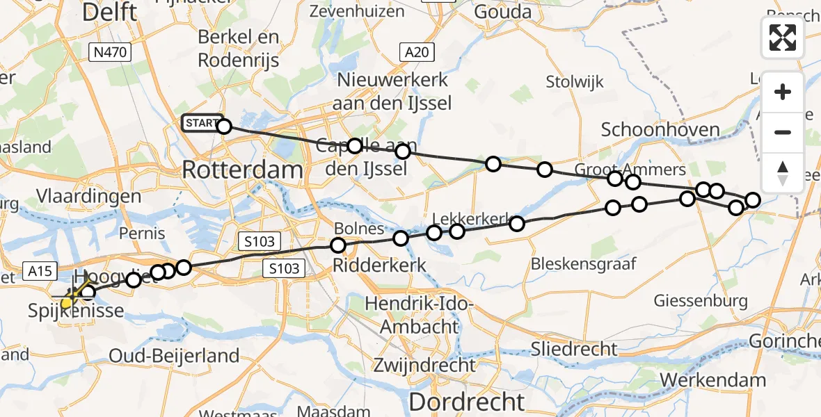 Routekaart van de vlucht: Lifeliner 2 naar Spijkenisse