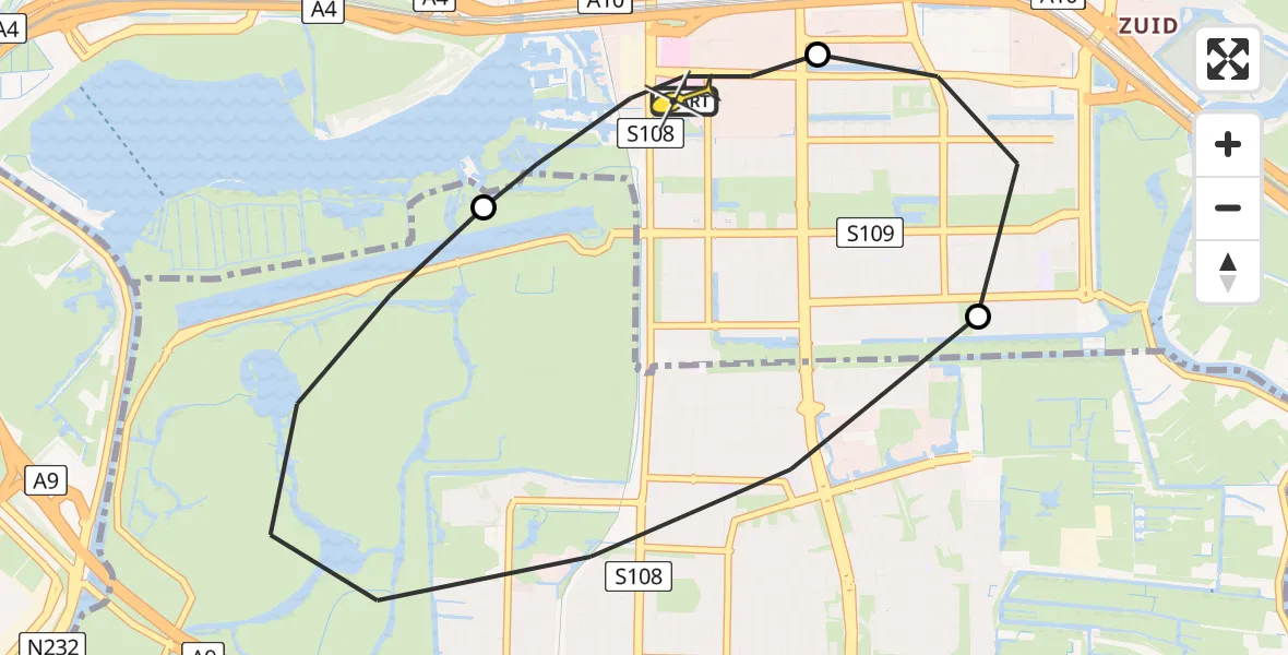 Routekaart van de vlucht: Lifeliner 1 naar VU Medisch Centrum Amsterdam