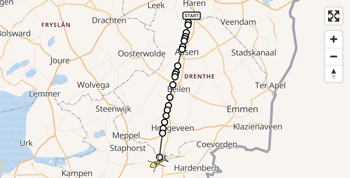 Routekaart van de vlucht: Lifeliner 4 naar Balkbrug