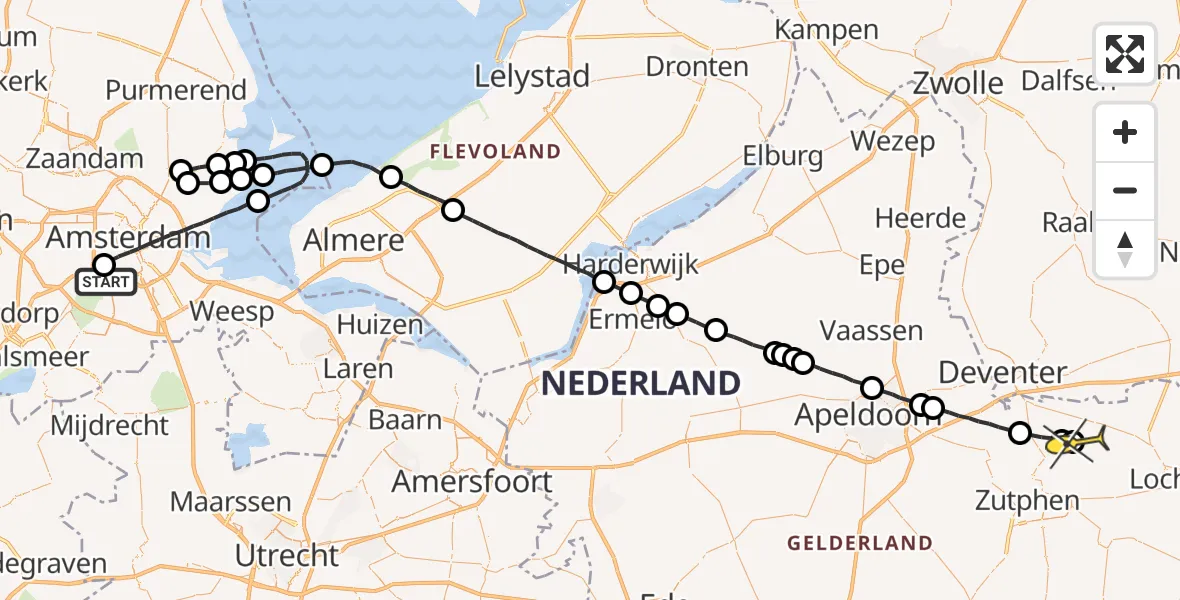 Routekaart van de vlucht: Lifeliner 1 naar Harfsen