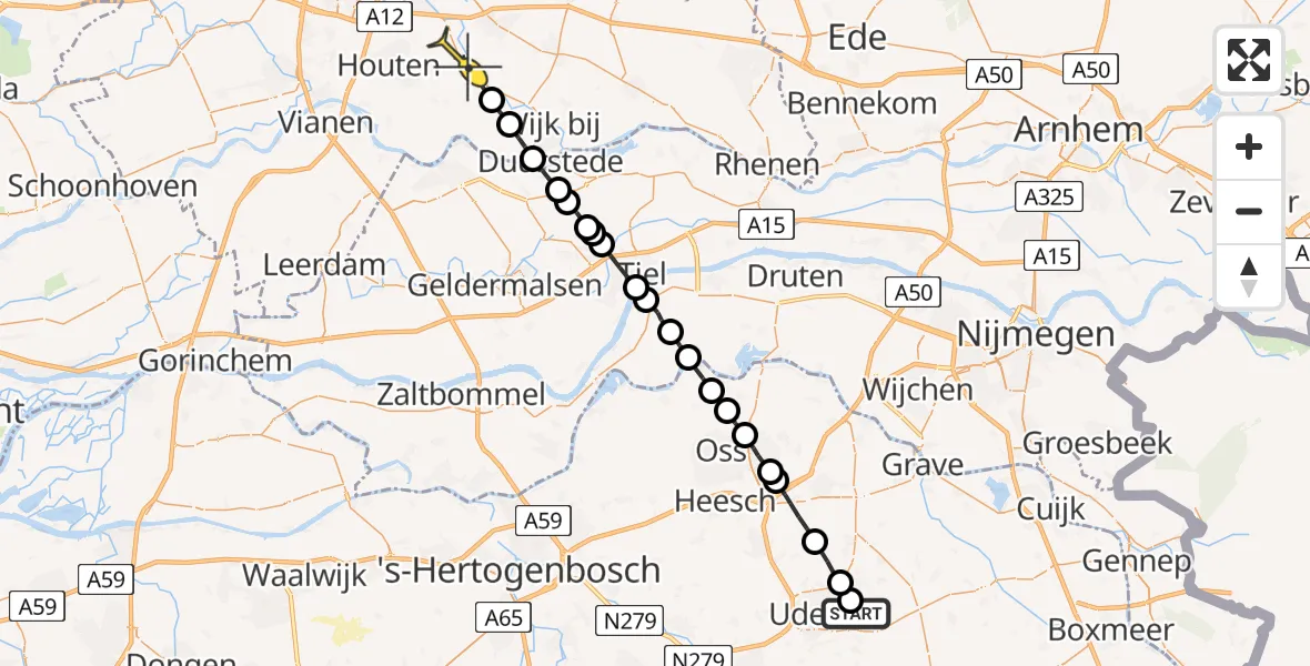 Routekaart van de vlucht: Lifeliner 3 naar Werkhoven