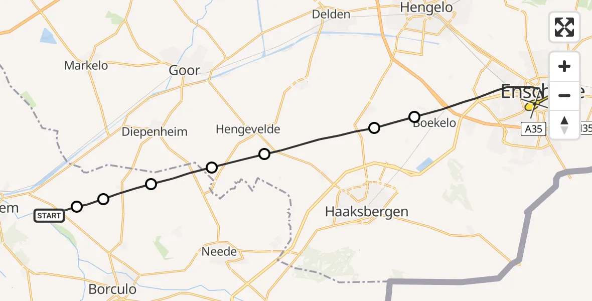 Routekaart van de vlucht: Lifeliner 3 naar Enschede