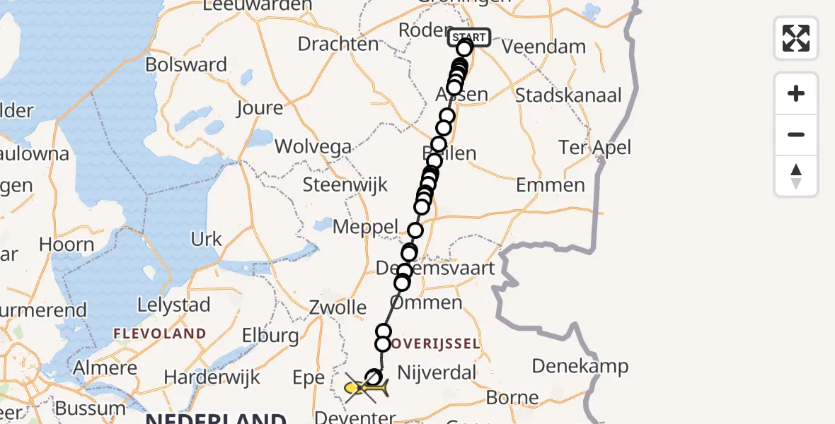 Routekaart van de vlucht: Lifeliner 4 naar Wesepe