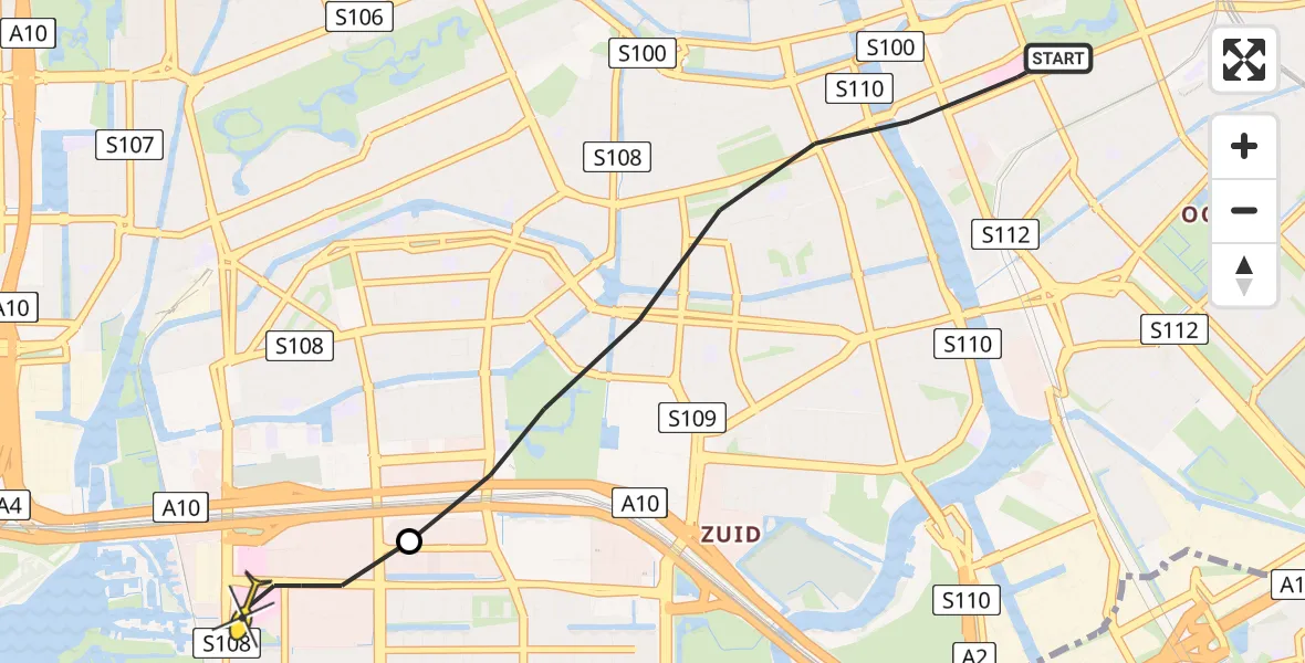 Routekaart van de vlucht: Lifeliner 1 naar VU Medisch Centrum Amsterdam