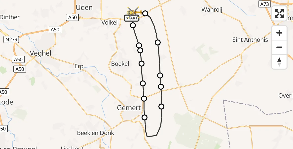Vluchtroute Traumahelikopter Vliegbasis Volkel - Vliegbasis Volkel, 05 november 2022, 23:59