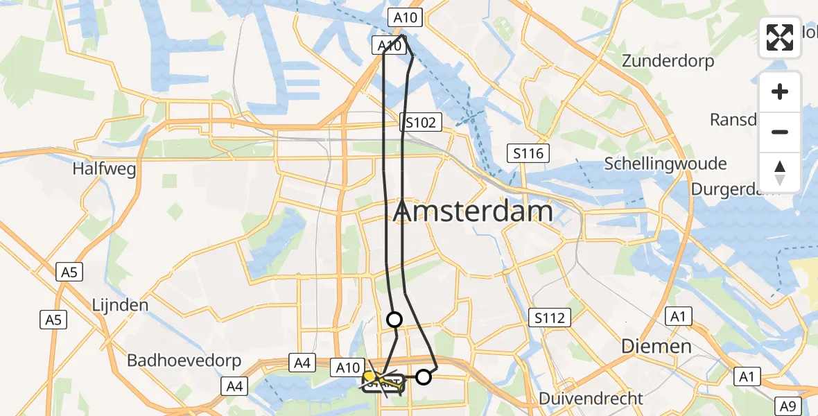 Routekaart van de vlucht: Lifeliner 1 naar VU Medisch Centrum Amsterdam