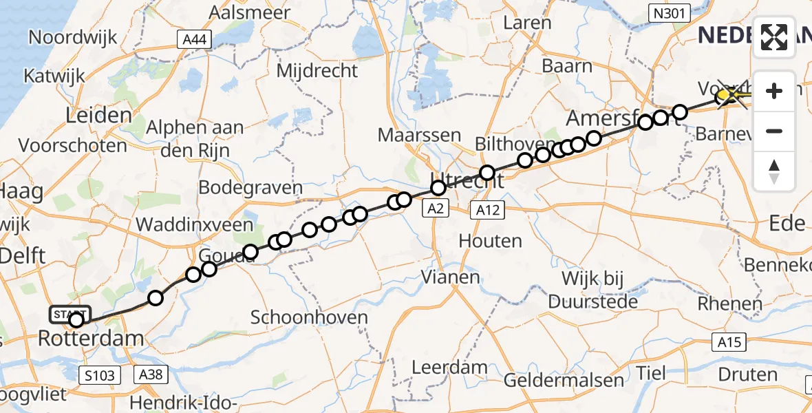 Routekaart van de vlucht: Lifeliner 2 naar Voorthuizen