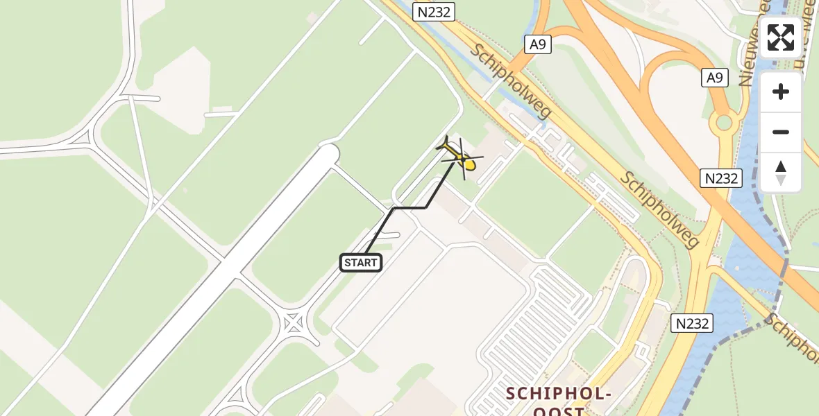 Vluchtroute Politiehelikopter van Schiphol naar Schiphol