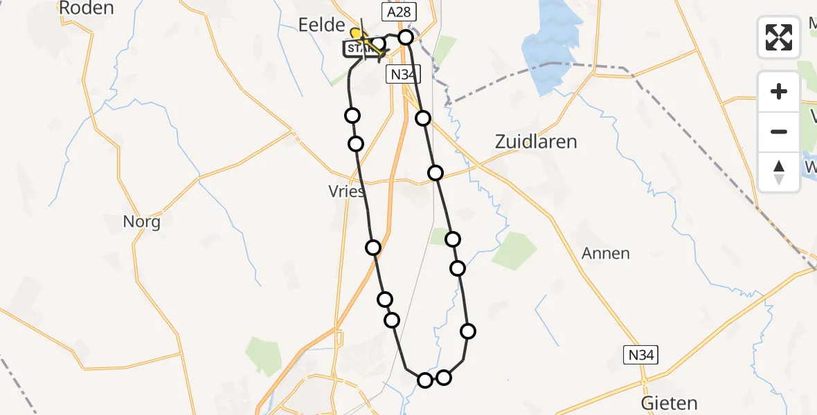 Routekaart van de vlucht: Lifeliner 4 naar Groningen Airport Eelde
