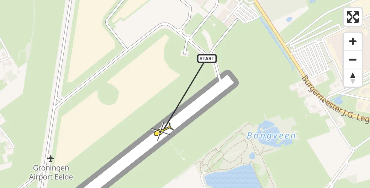 Routekaart van de vlucht: Traumahelikopter naar Groningen Airport Eelde