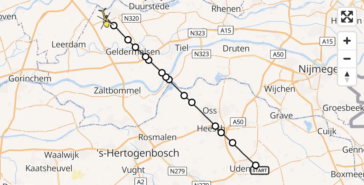 Routekaart van de vlucht: Lifeliner 3 naar Culemborg