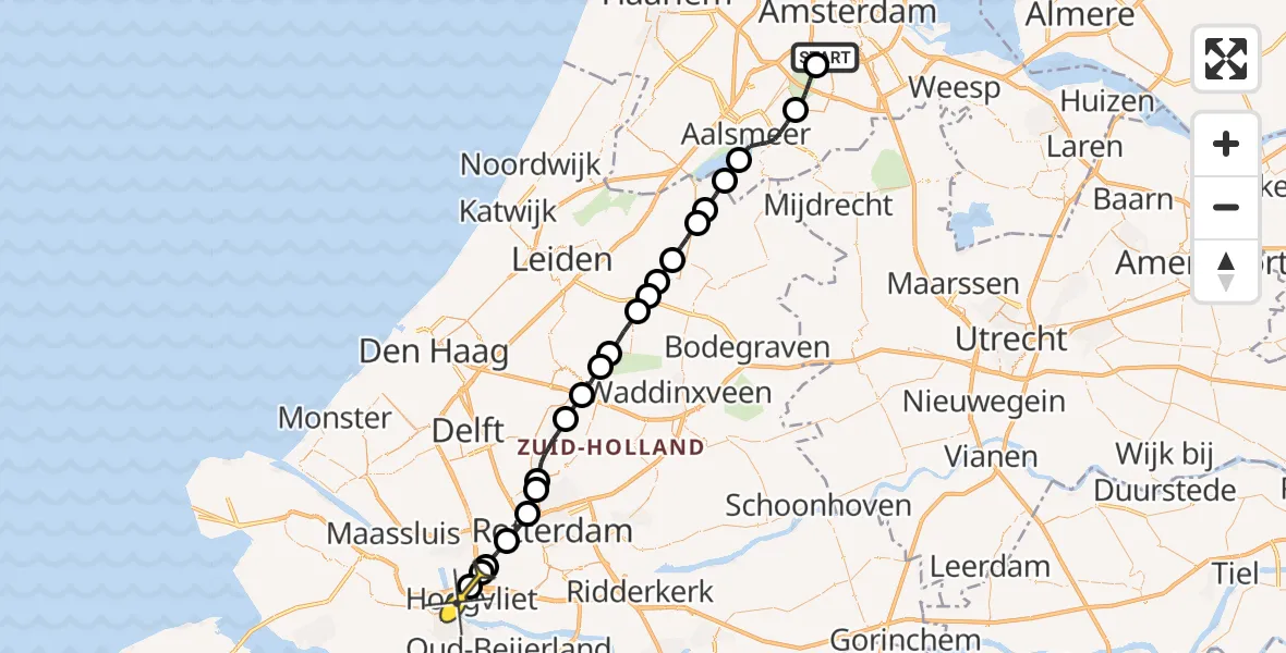 Routekaart van de vlucht: Lifeliner 1 naar Hoogvliet