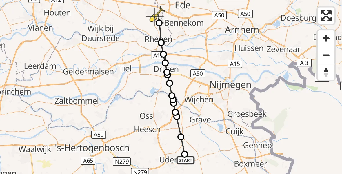 Routekaart van de vlucht: Lifeliner 3 naar Veenendaal