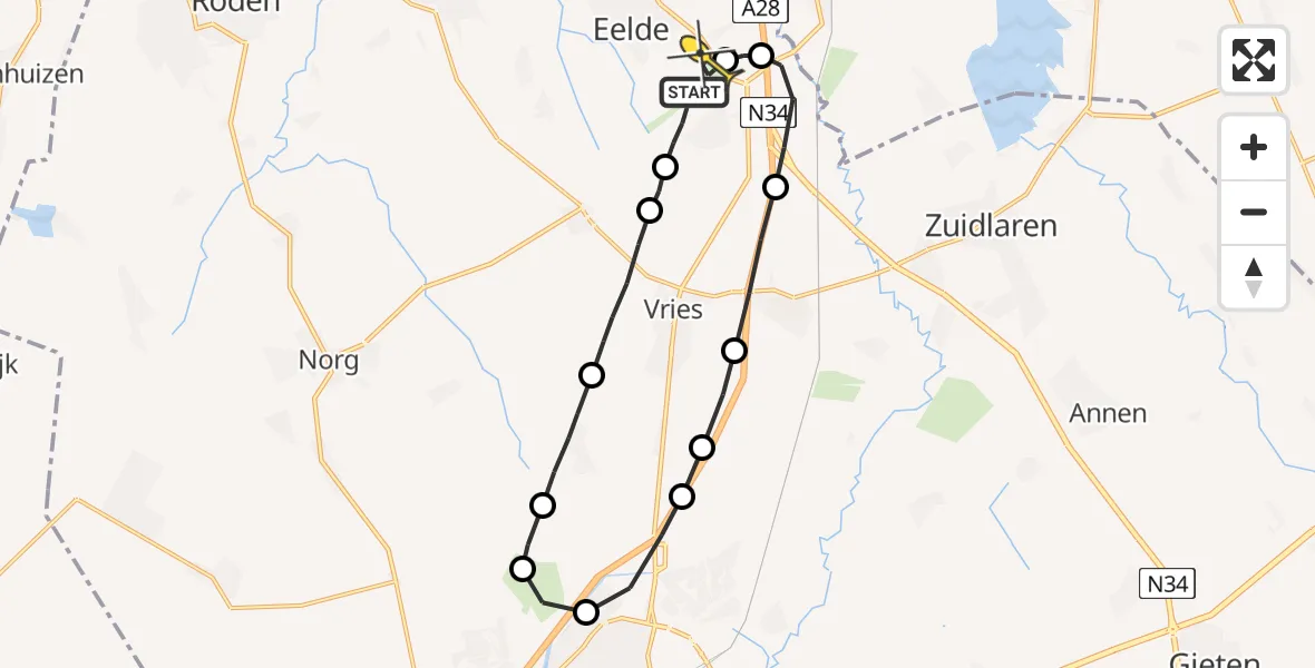 Routekaart van de vlucht: Lifeliner 4 naar Groningen Airport Eelde