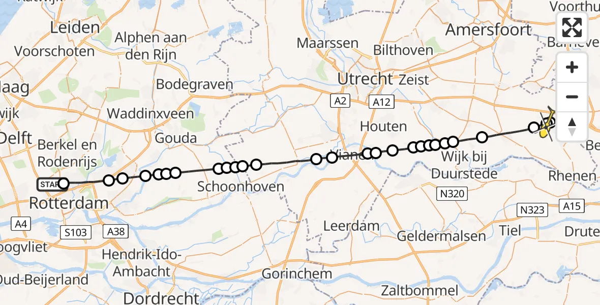 Routekaart van de vlucht: Lifeliner 2 naar Overberg