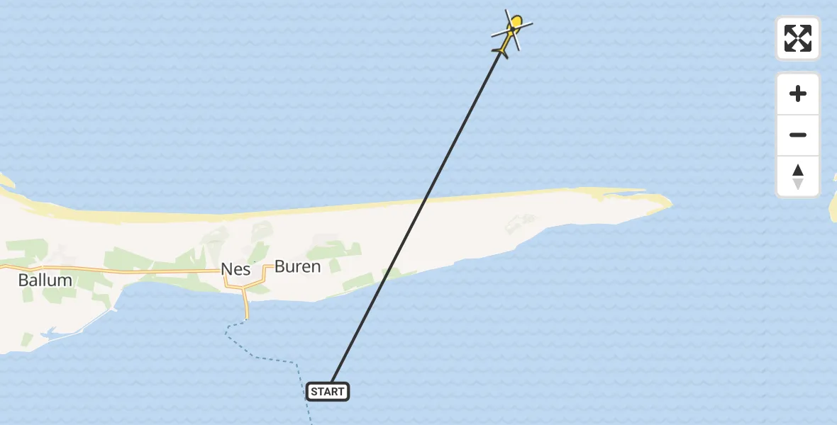 Routekaart van de vlucht: Ambulancehelikopter naar 