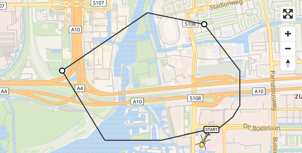 Routekaart van de vlucht: Lifeliner 1 naar VU Medisch Centrum Amsterdam